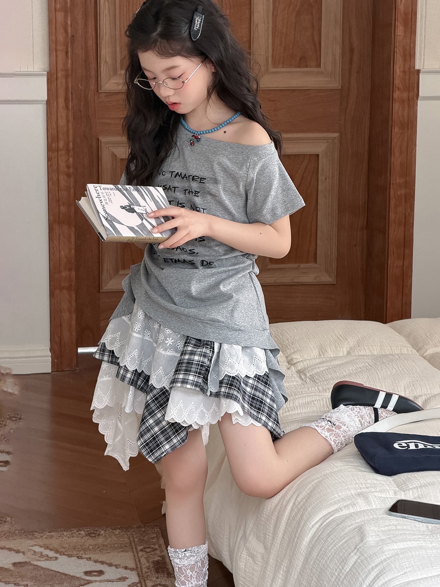 Summer mini-skirt, set, children's short sleeve T-shirt, children's clothing