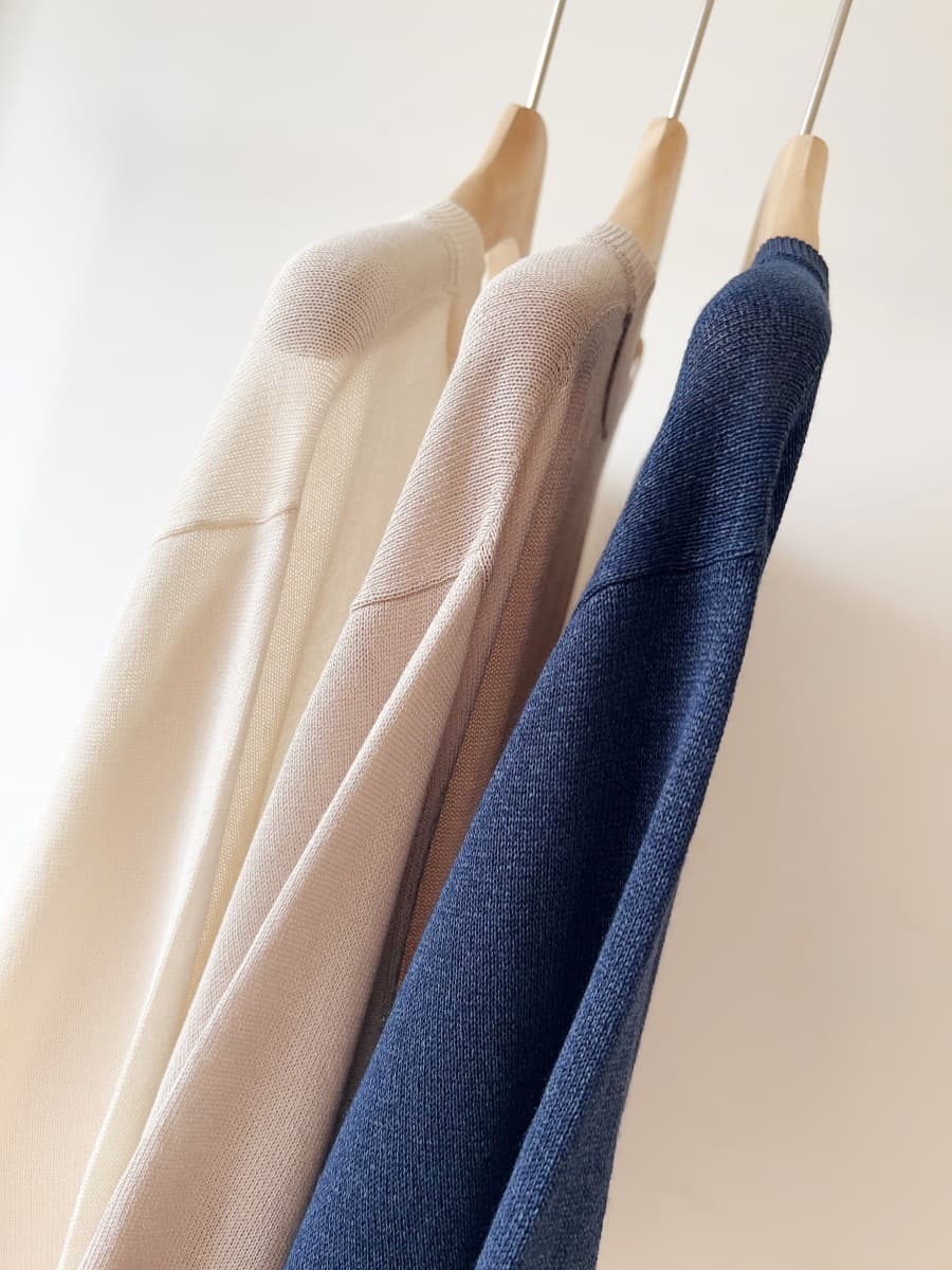 Minimalistic knitted sweater, shirt with a round collar, high-quality style, wide color palette 5