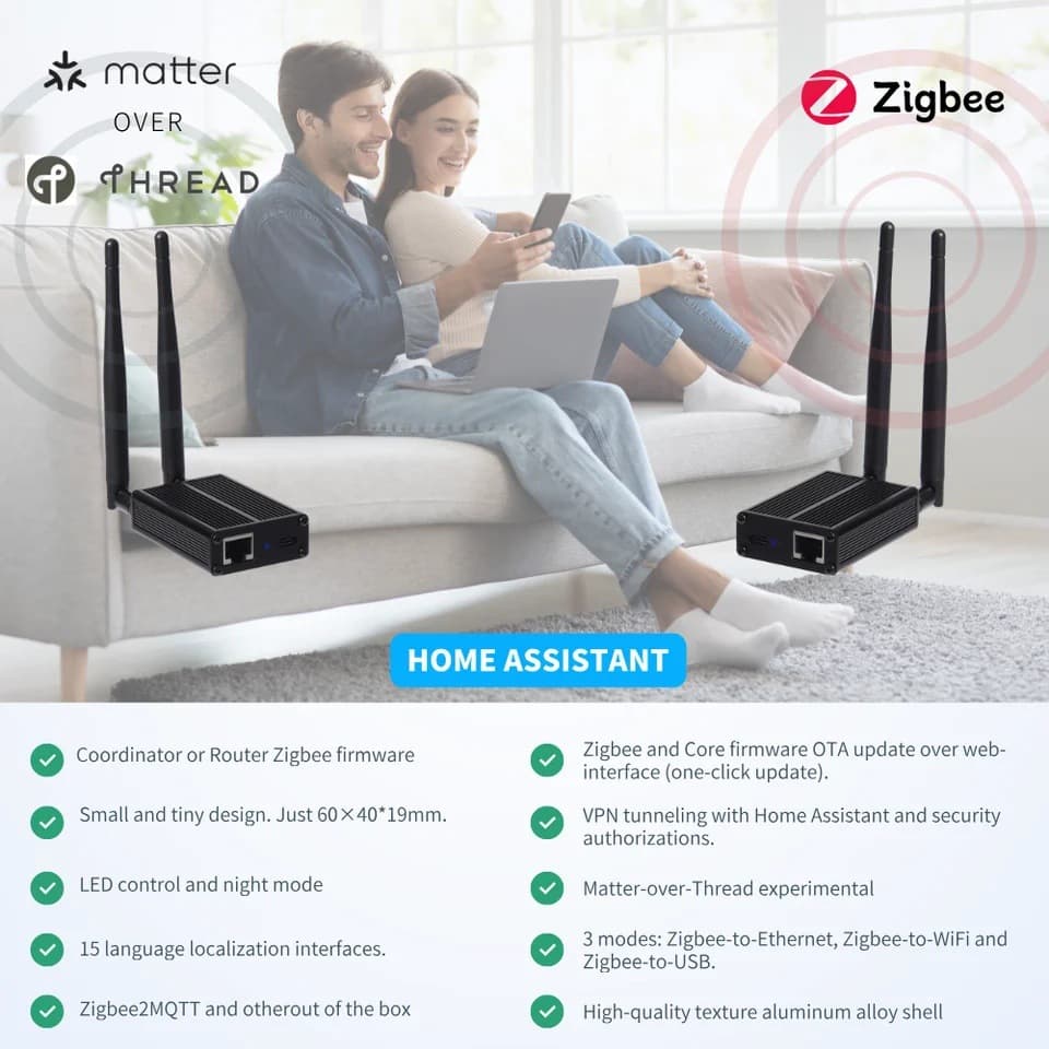 Smart WIFI USB Dongle gateway supports Zigbee/Thread Hub mqtt HA smart home 4