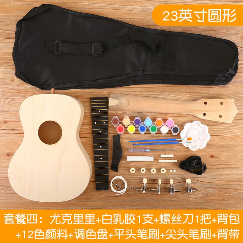 Ukulele with a score, wooden guitar, painted musical instruments, toy, DIY, graffiti 2
