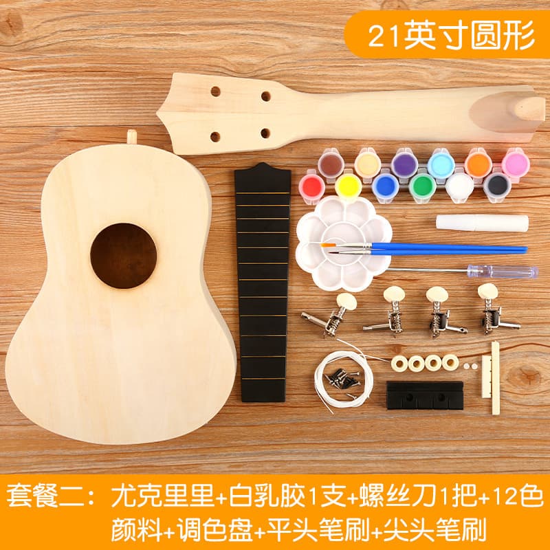 Ukulele with a score, wooden guitar, painted musical instruments, toy, DIY, graffiti 3