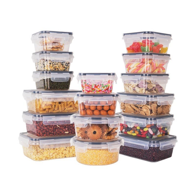 Food grade PP crisper sealed microwave heating lunch box refrigerator freezer storage box kitchen storage set 4