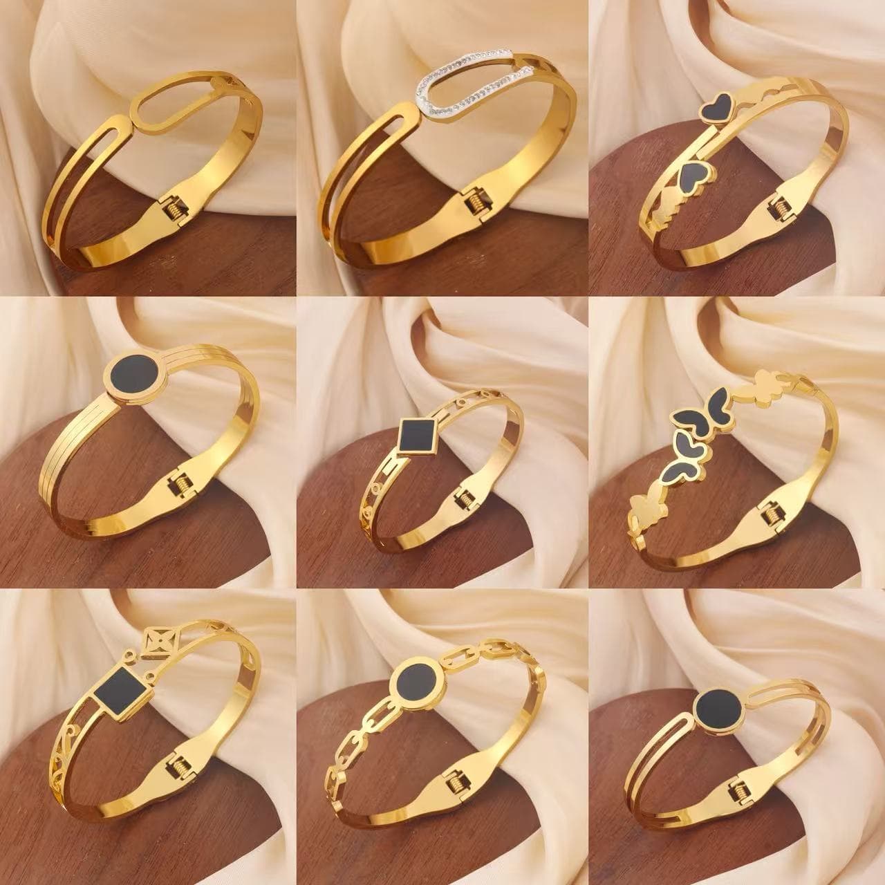 Golden bracelet stainless steel, four-leaf clover, does not fade, European style, mirror effect 2