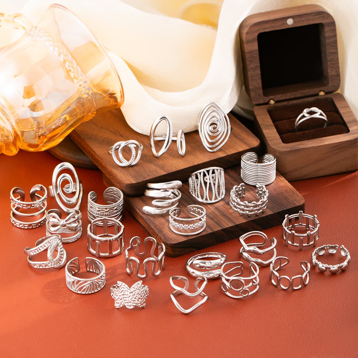 (Cross-border trading), (Wholesale), one size adjustable ring stainless steel, jewelry, does not fade 3