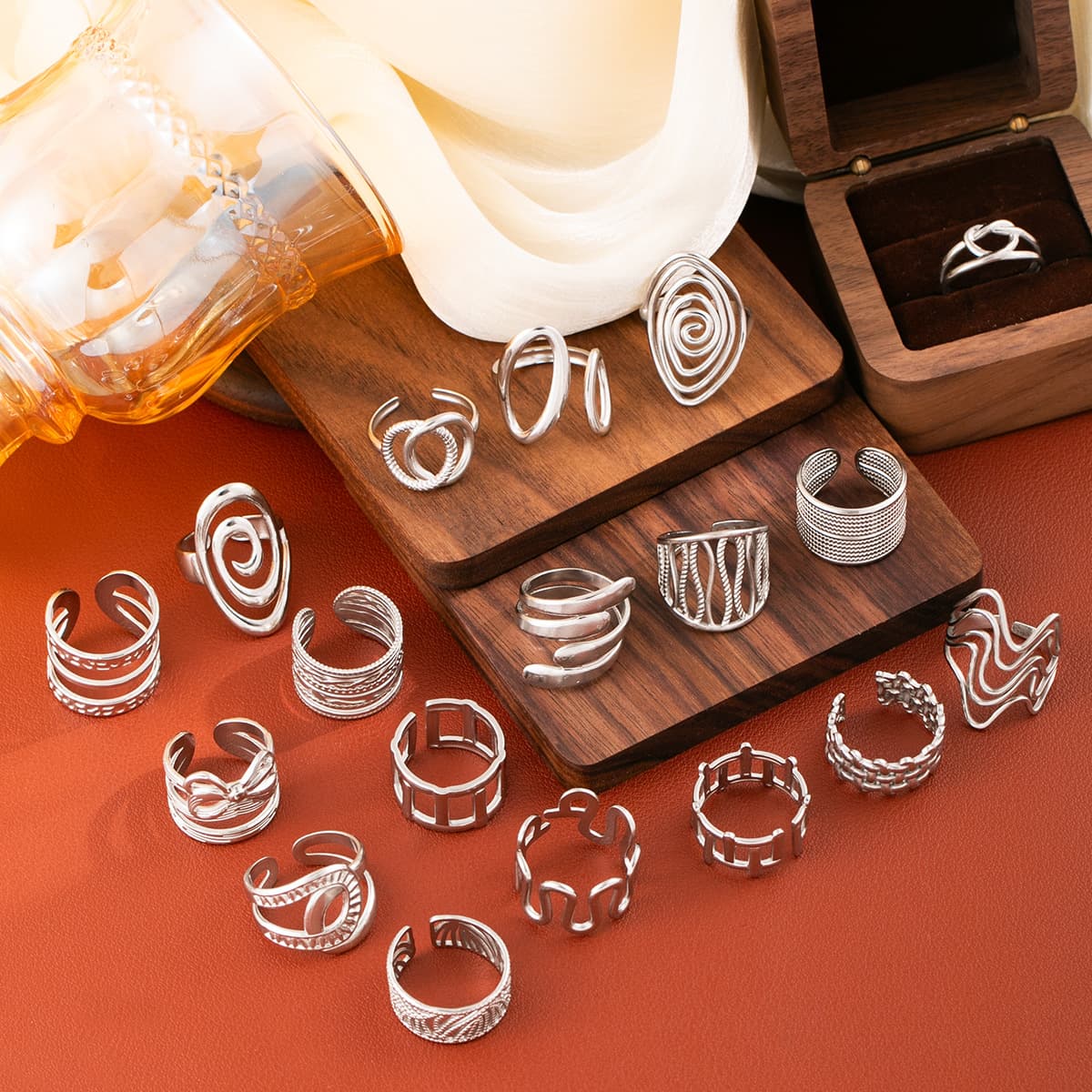 (Cross-border trading), (Wholesale), one size adjustable ring stainless steel, jewelry, does not fade 4