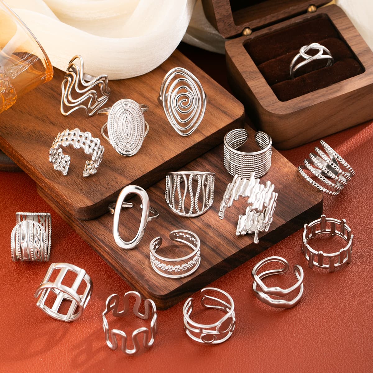 (Cross-border trading), (Wholesale), one size adjustable ring stainless steel, jewelry, does not fade 1
