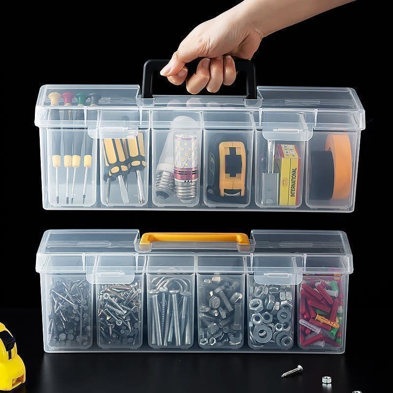 Parts box storage box household hardware tool box screw material accessories transparent portable partition sorting box 2