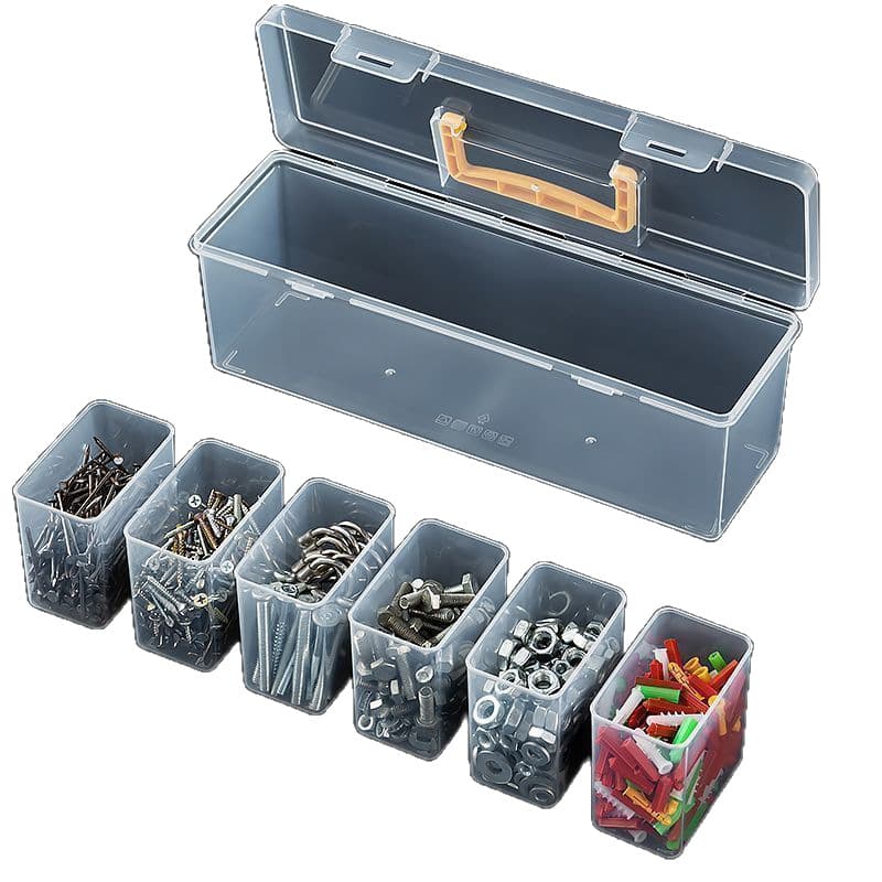 Parts box storage box household hardware tool box screw material accessories transparent portable partition sorting box 5