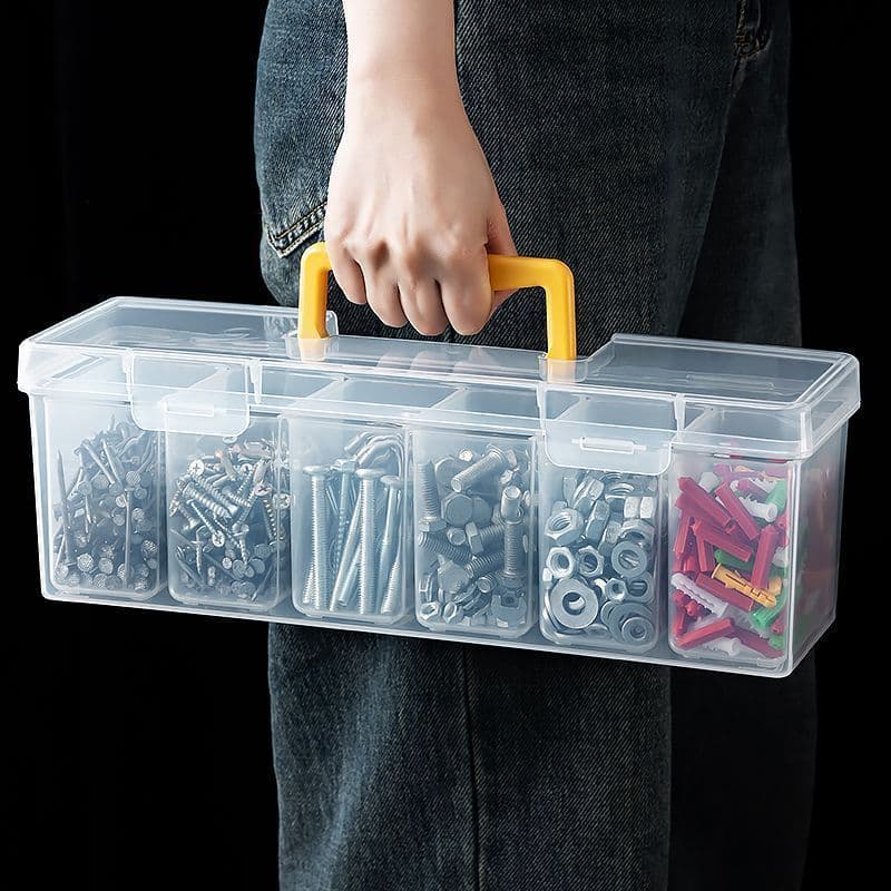 Parts box storage box household hardware tool box screw material accessories transparent portable partition sorting box 1