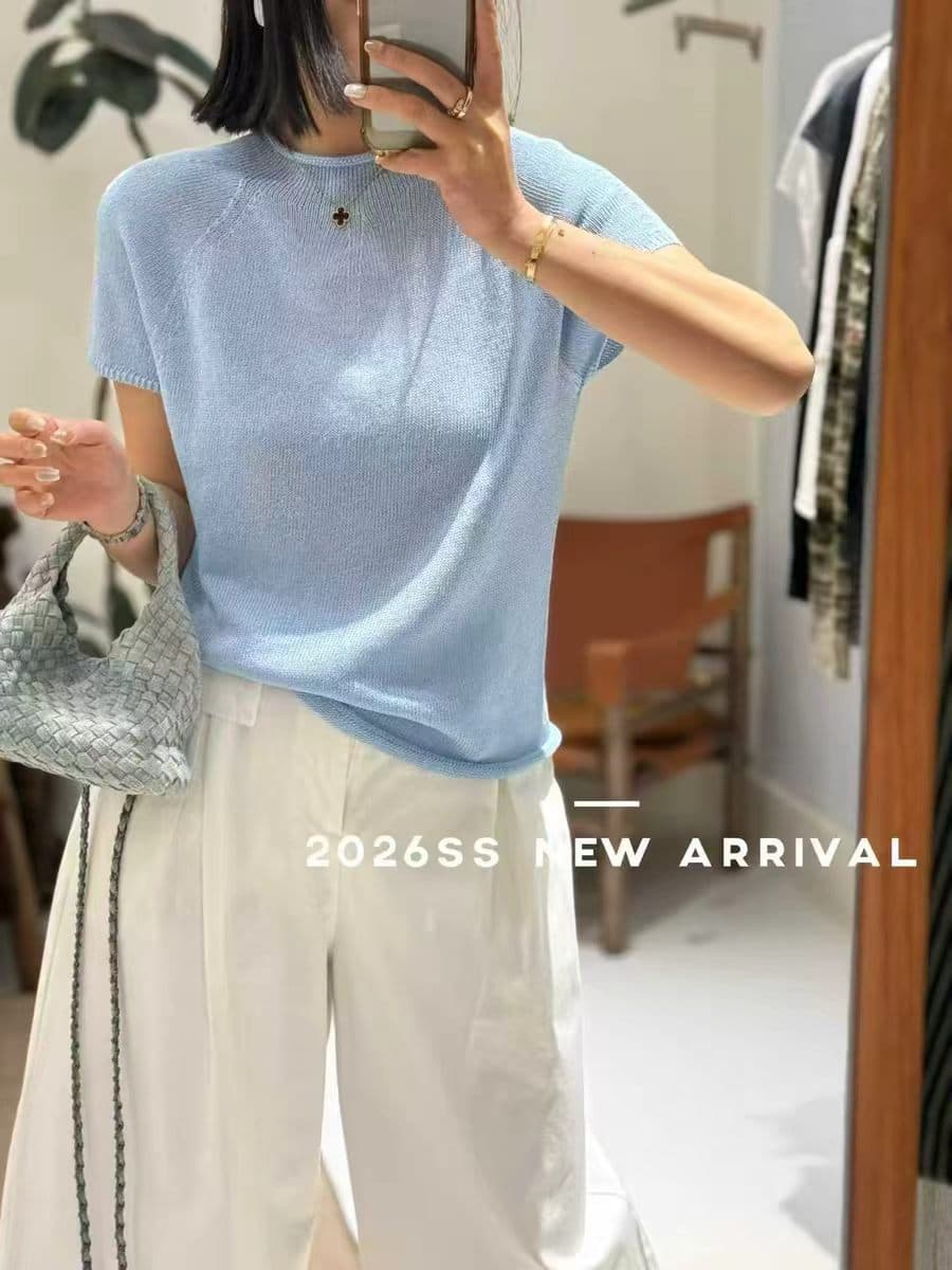 Summer breathable knitted sweater, T-shirt, with short sleeve 2