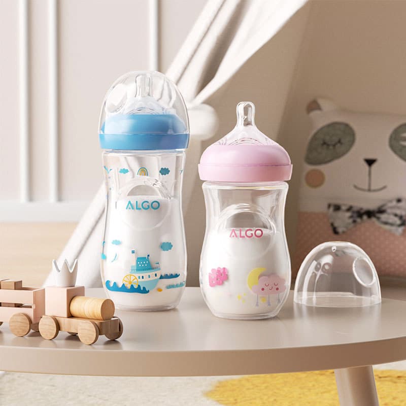 ALGO (Cross-border trading), children's bottle detergent for new born, protective anti-colic plastic feeding bottle, wide neck