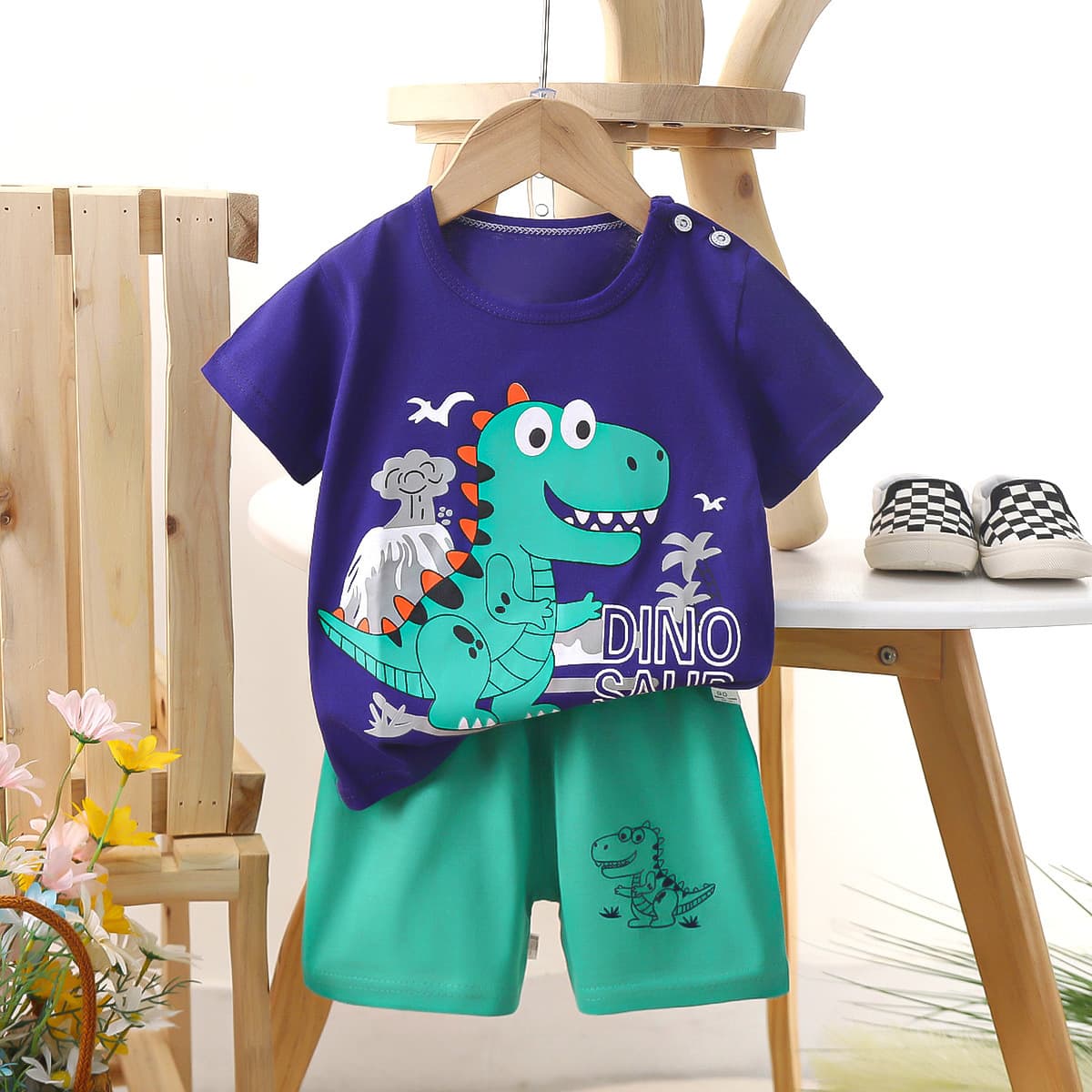 Children's sleeves, cotton set, summer T-shirt for boys, shorts, overall, summer clothing, children's clothing 2