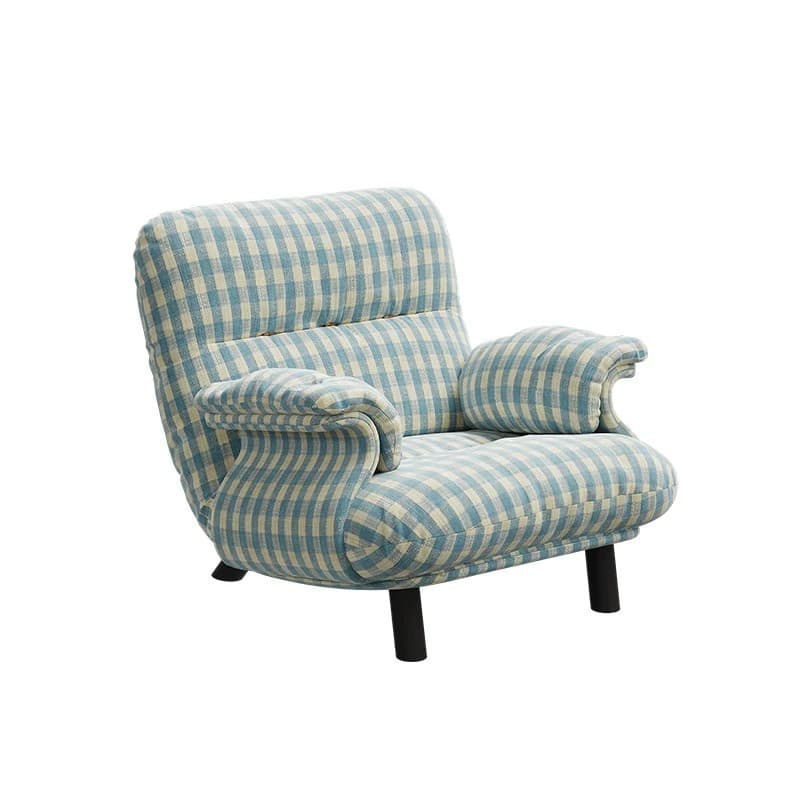 Fresh sky blue sofa chair Korean style single sofa leisure single chair designer lazy babyblue plaid chair 5