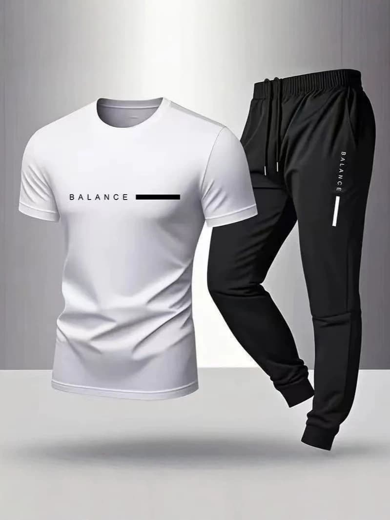 Sports suit, men's summer set, body-friendly trousers with a round collar for training for gym, direct factory sales, for running 4