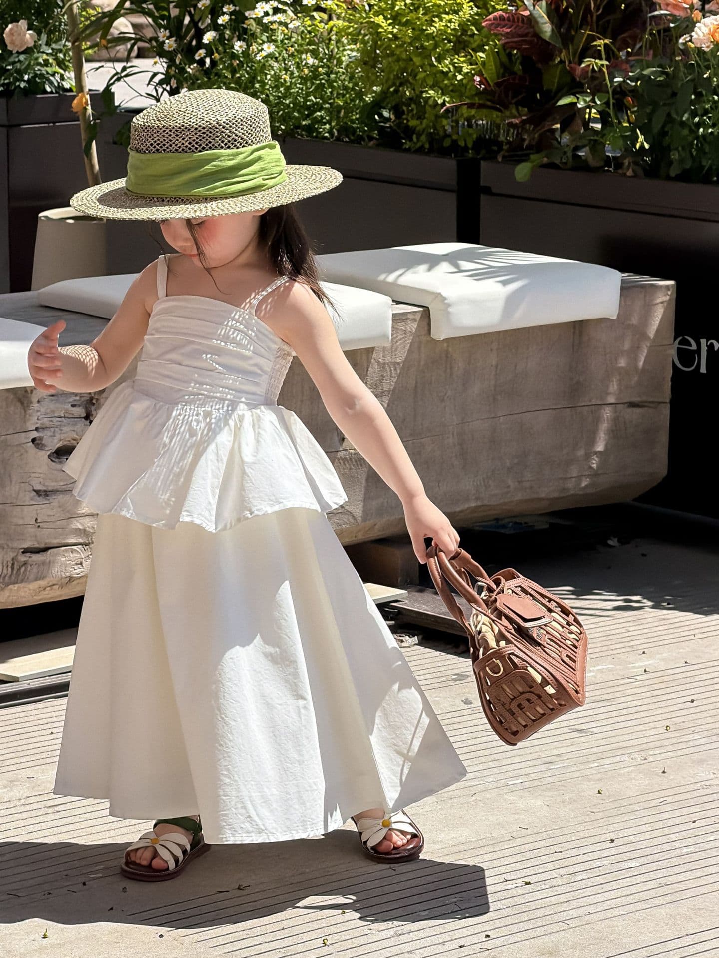 Summer retro white children's evening dress, skirt, children's clothing, Korean style, French vintage style 4