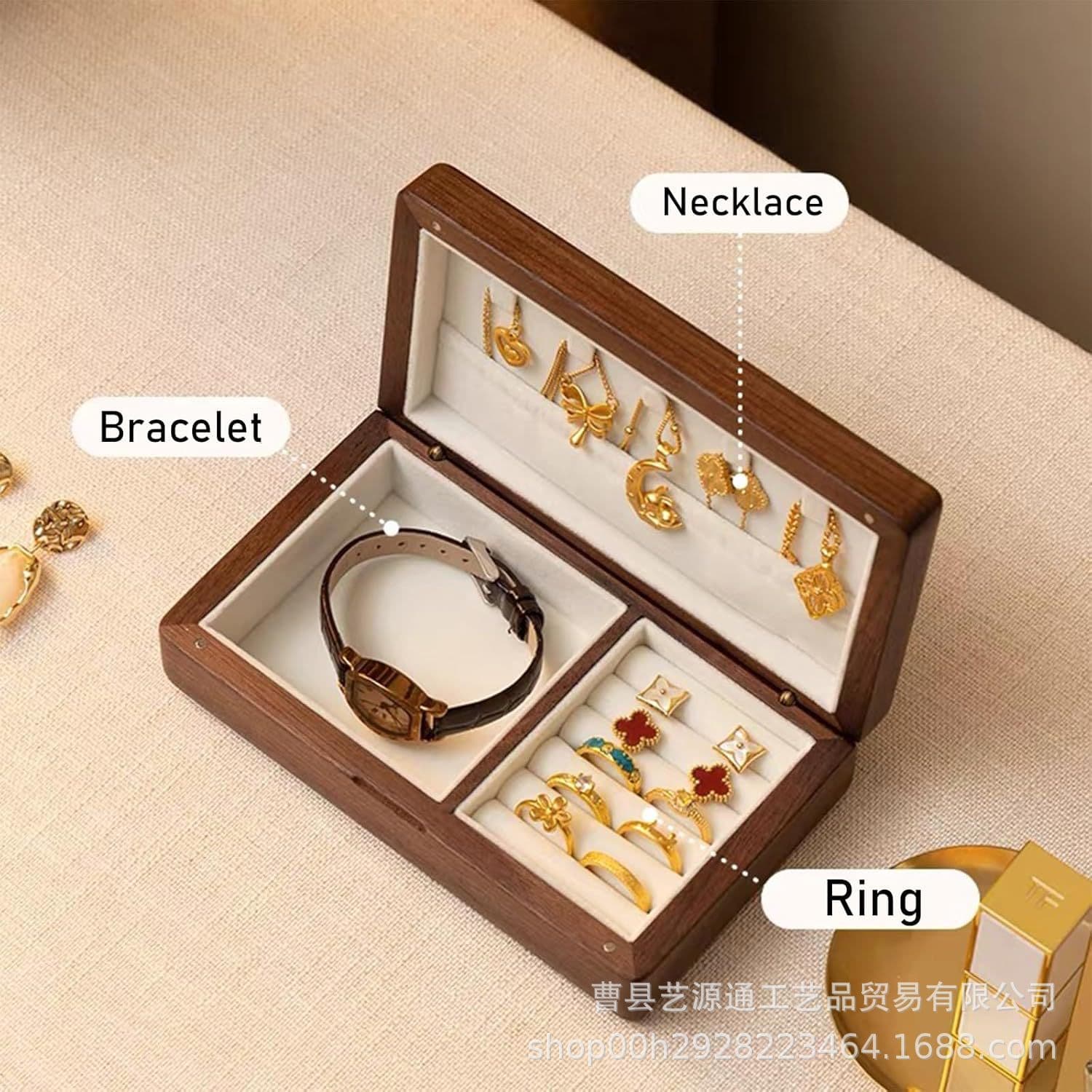Cross-border dropshipping walnut wood jewelry box jewelry collection box Walnut wood jewelry box 3