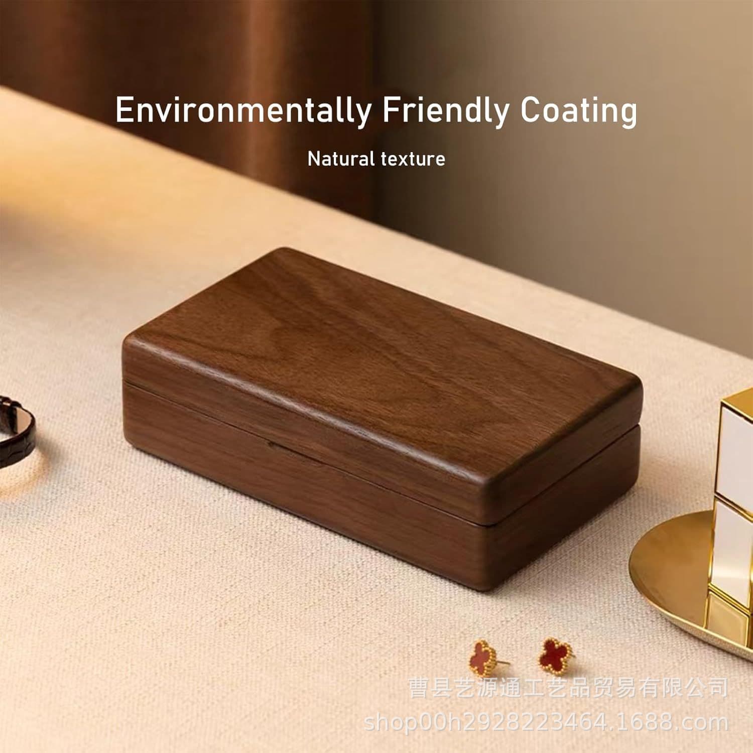Cross-border dropshipping walnut wood jewelry box jewelry collection box Walnut wood jewelry box 4