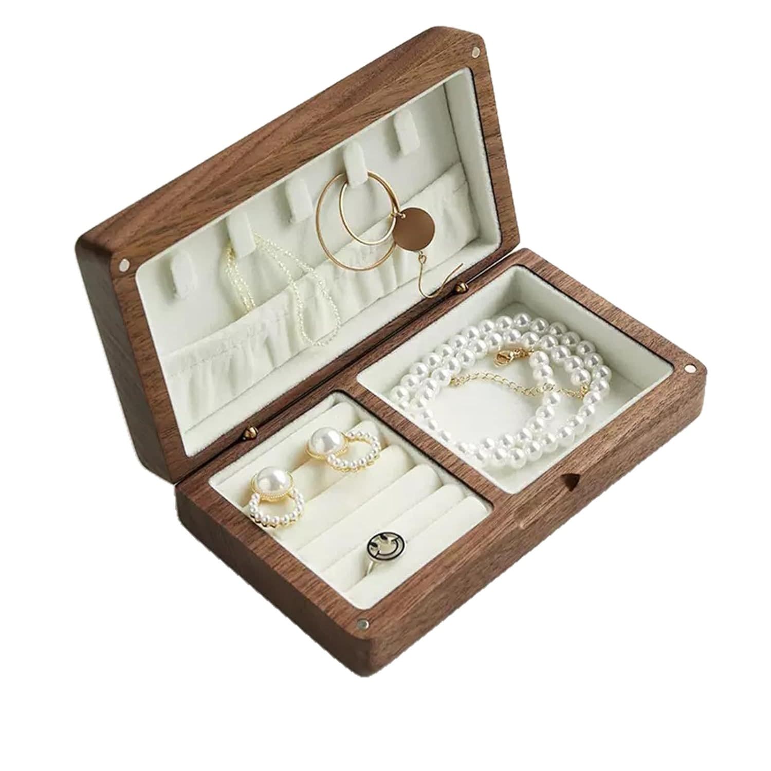 Cross-border dropshipping walnut wood jewelry box jewelry collection box Walnut wood jewelry box 5