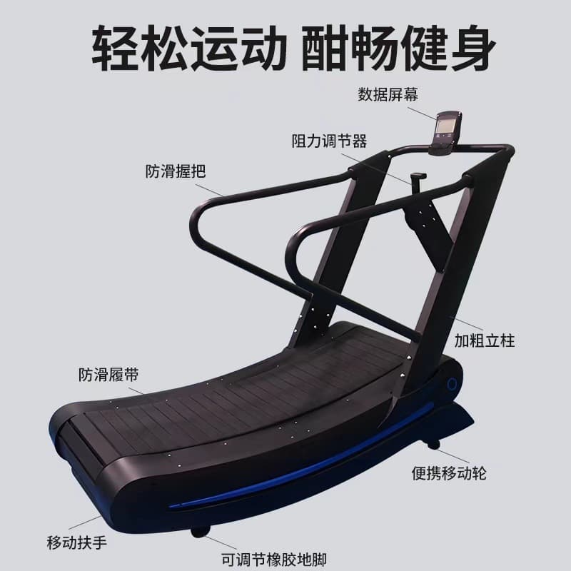 Treadmill without power Commercial household plug-in magnetic control multi-speed nylon aluminum belt gym equipment without resistance 1