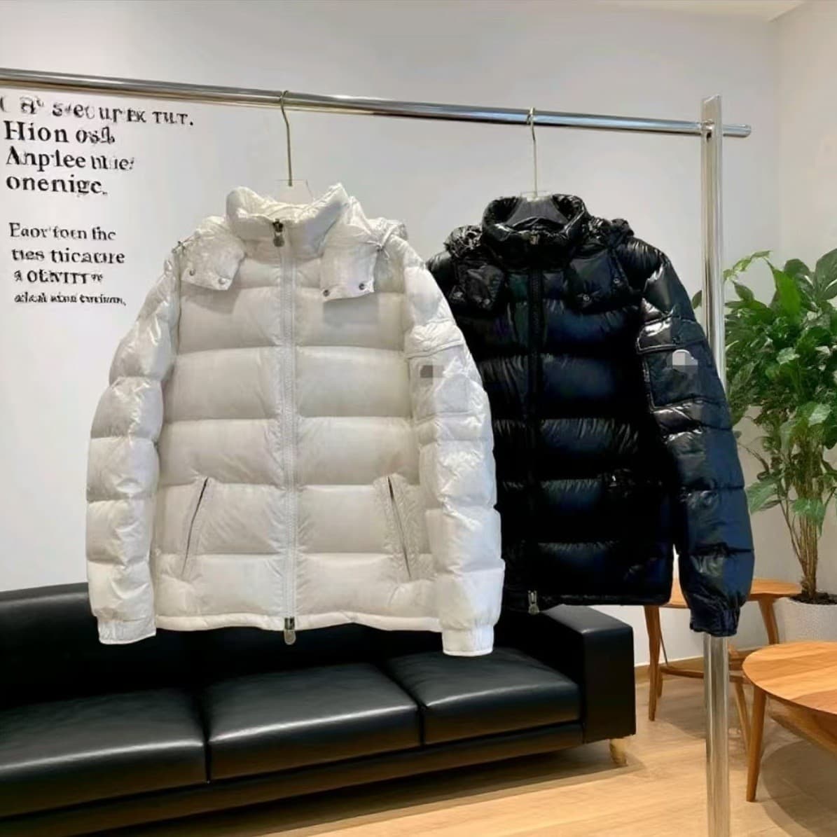 Cross-border explosion Mon Style Down Jacket Maya down jacket shiny stand-up collar windproof hooded for men and women 3