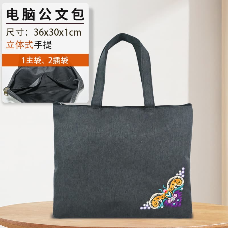 Ethnic capacious bag, laptop, ethnic style, with embroidery, oxford cloth, business version 4