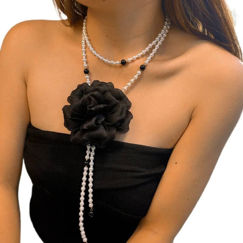 Necklace with tassels, asymmetrical jewelry, pendant pearl 4