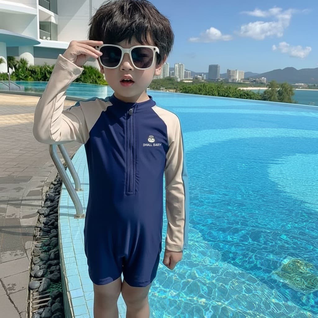 Children's swimwear, quick dry long-sleeve for boys for swimming, sun protection, family style 2