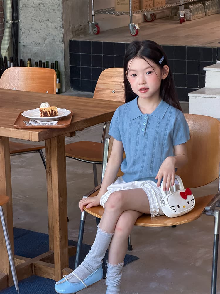 Girls Casual Summer Knitted POLO Short-Sleeve T-Shirt 1