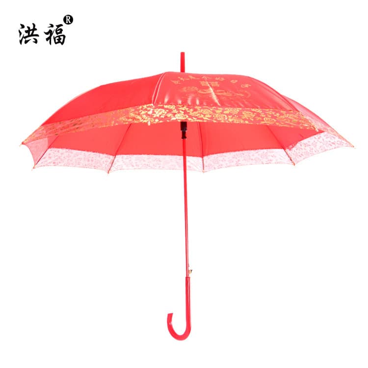 The new red umbrella big red bride wedding umbrella lace long -handed umbrella married wedding umbrella gift umbrella manufacturer wholesale 1
