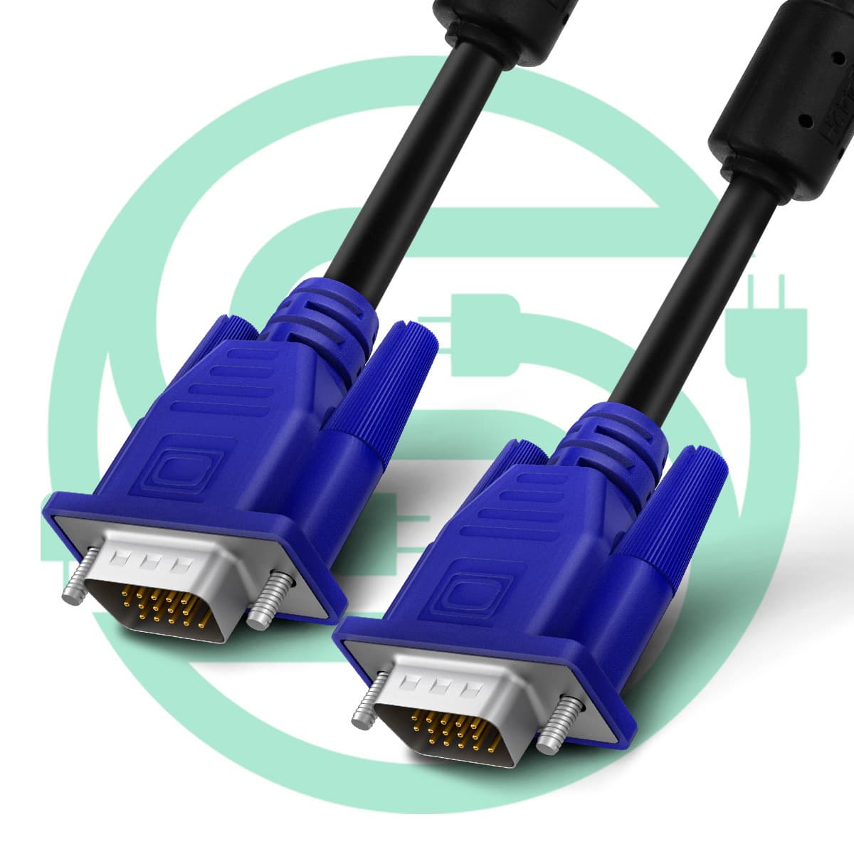 3-meter VGA video cable male to male 15-pin computer monitor projector cable double magnetic ring shielding