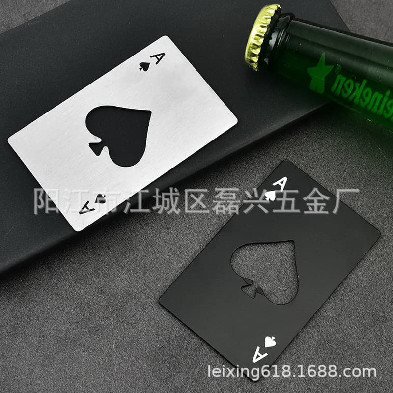 Bottle opener, playing cards stainless steel, Soda 1