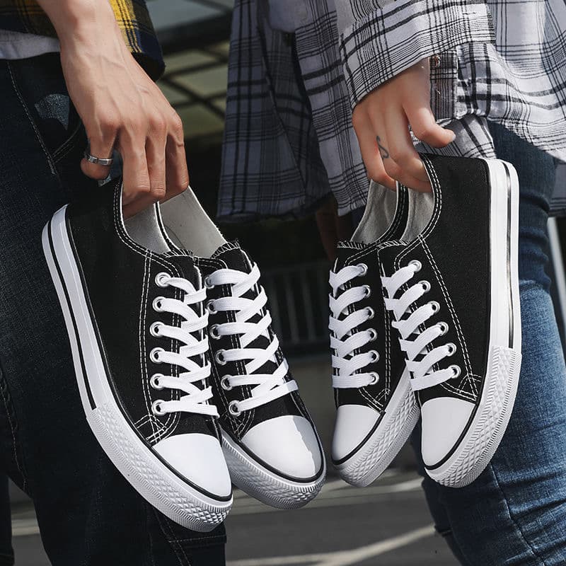 New canvas shoes men's trendy shoes men's casual couples men's shoes students Korean style lace-up low-top sneakers students 2