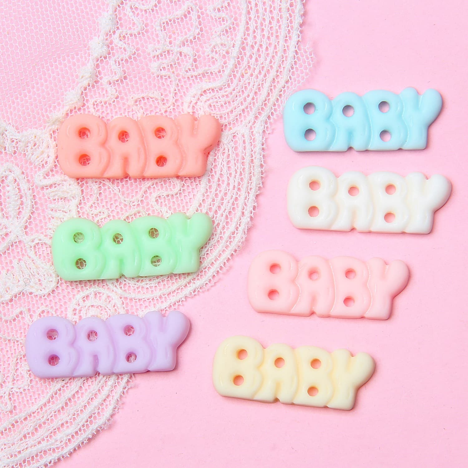 Cream accessories with letters, hair accessory, handle, phone case, DIY, English