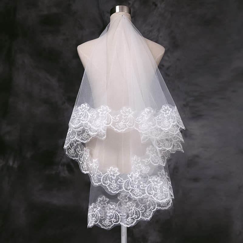 (Wholesale), beige bride's veil, lace laptop, 1.5m, lace dress, USA 1