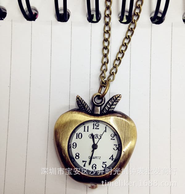 (Wholesale), apple, retro pocket watch, fashionable sweater for students, direct factory sales 3