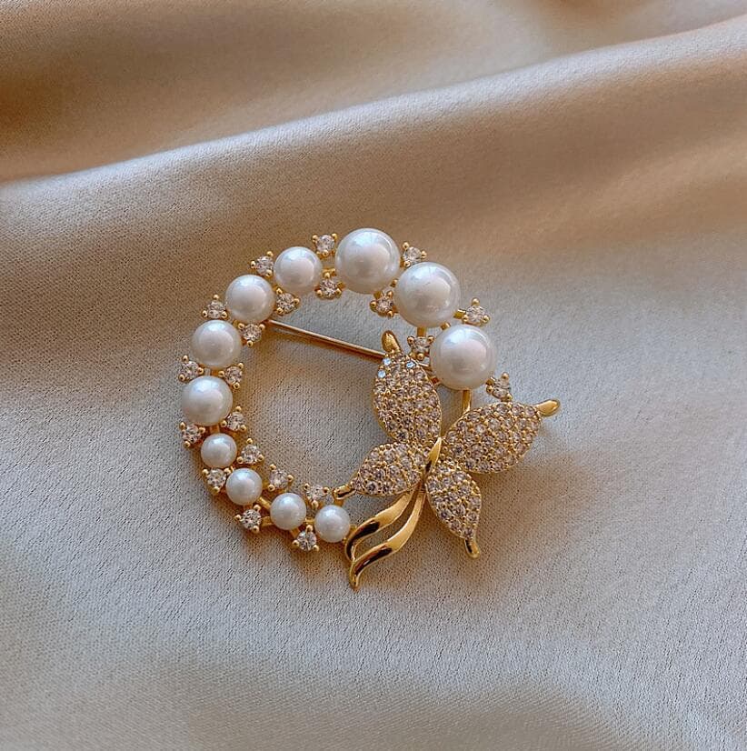 South Korean goods pearl, elegant brooch, fashionable accessory, internet celebrity