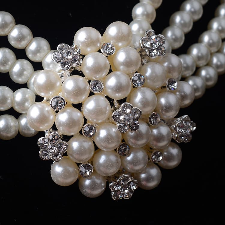 Necklace and earrings pearl, jewelry for bride, accessory, flowered 4