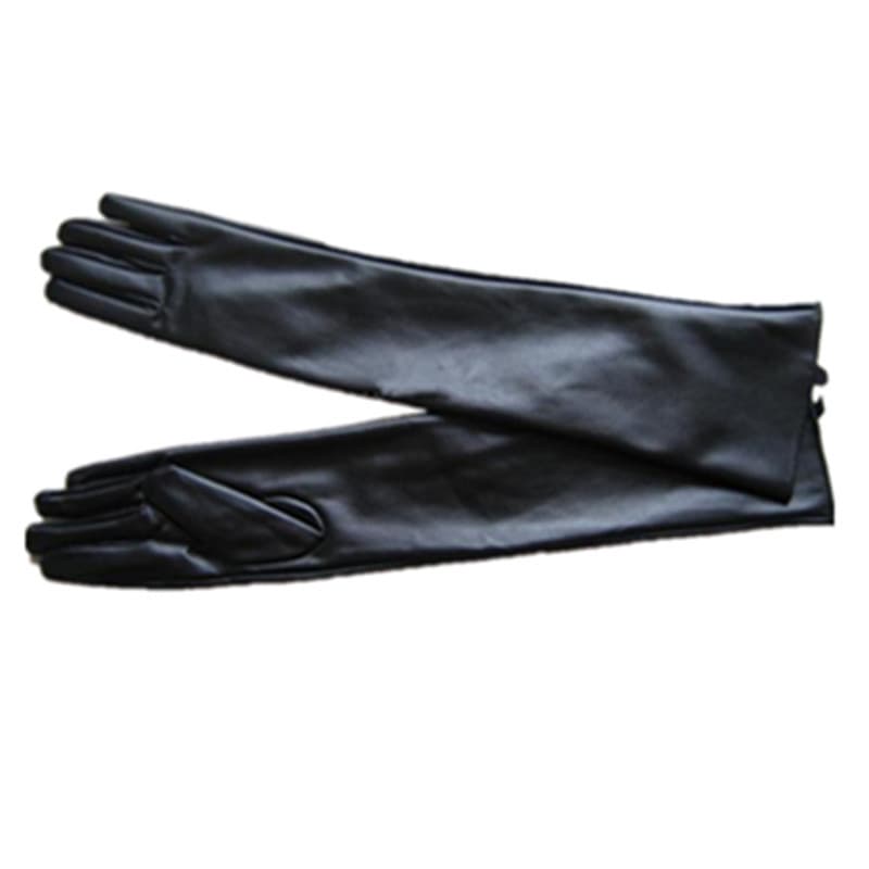 Extra long leather gloves for women 50CM over the elbow imitation leather PU flat fashion arm covers wholesale Xinji Gloves Factory 2