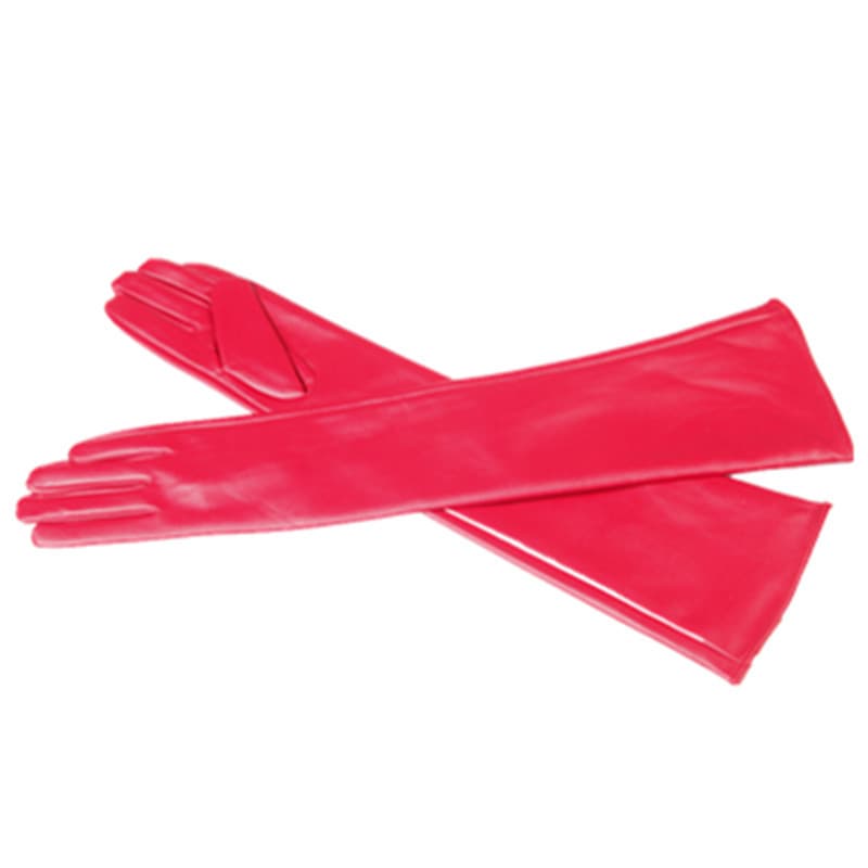 Extra long leather gloves for women 50CM over the elbow imitation leather PU flat fashion arm covers wholesale Xinji Gloves Factory 5