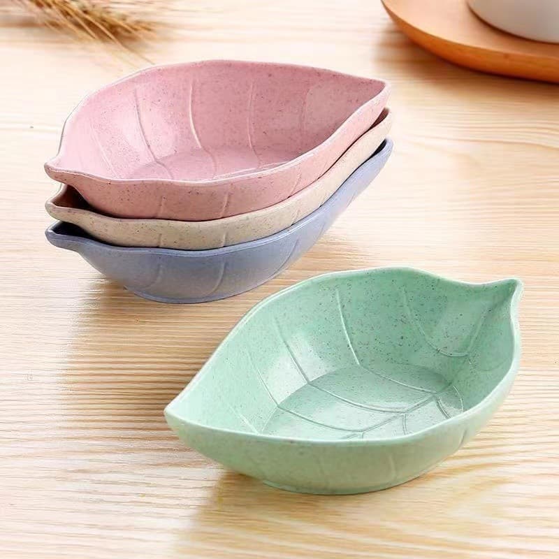 Household kitchen wheat straw seasoning dish Creative plastic leaf -shaped pickles, small dishes of small dishes, tableware dipped in snack dishes