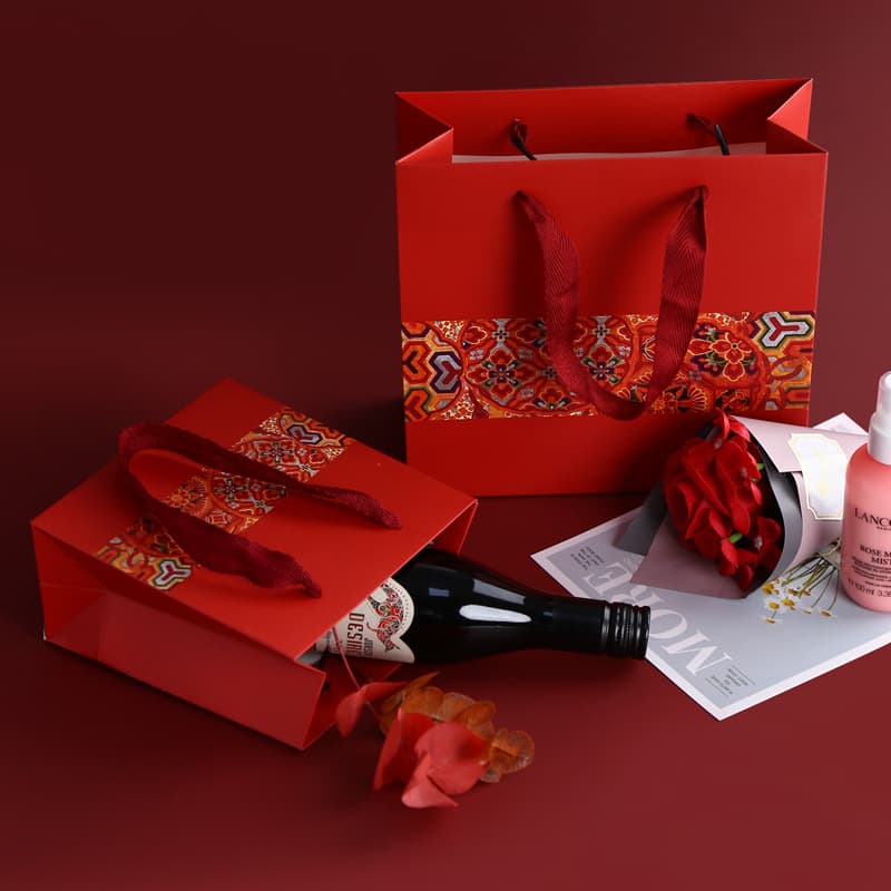 Red big linen bag, pack, Chinese style, Birthday gift, (Physicals) 2