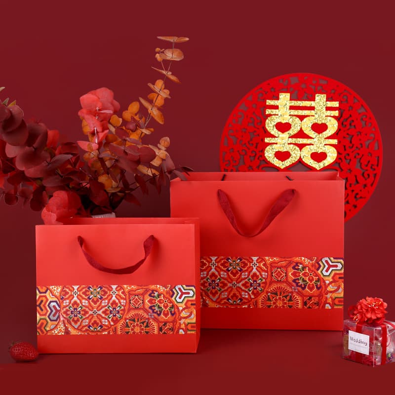 Red big linen bag, pack, Chinese style, Birthday gift, (Physicals) 1