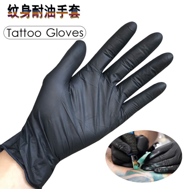 Disposable Black Wear-Resistant Gloves for Tattoo & Acid-Base 5