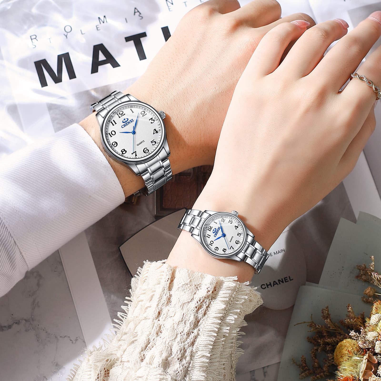 (Cross-border trading), watch, quartz steel belt for men and women, for beloved 2