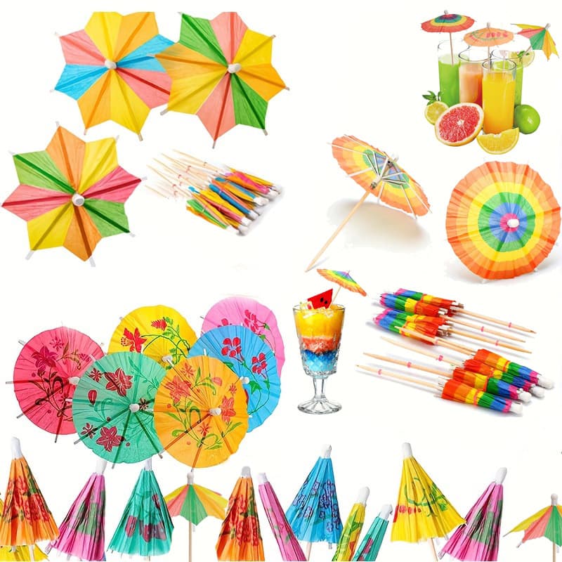 Supply of cocktail decorative umbrella -shaped bamboo sticks, snack cakes, fruit visa small umbrella visa 2