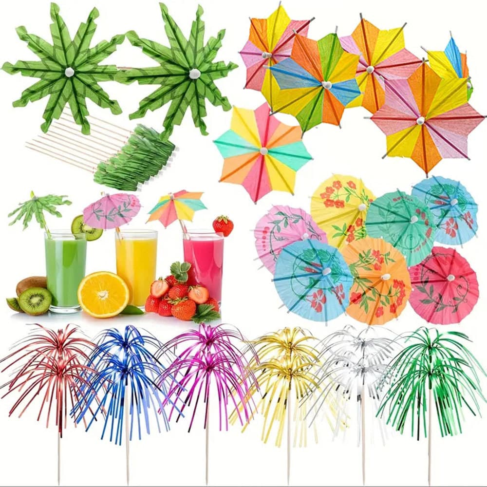 Supply of cocktail decorative umbrella -shaped bamboo sticks, snack cakes, fruit visa small umbrella visa 1