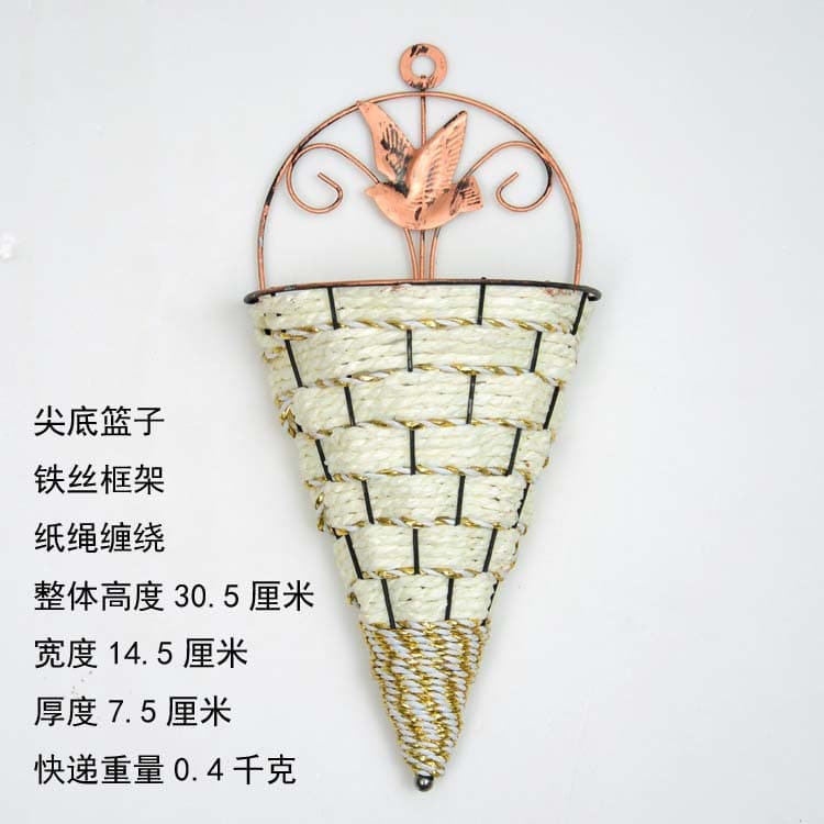 Large iron vine editor wall hanging basket home decoration semi -fan -shaped plastic flower wall decoration 4
