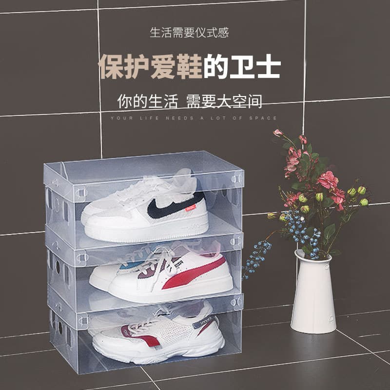 Flip-top shoe box dust-proof and moisture-proof storage box transparent plastic space-saving storage and organization wholesale 2