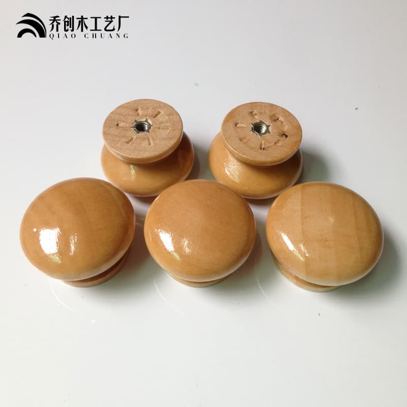 Solid wood furniture cabinet door circular single -hole small pull hand modern minimalist drawer cabinet wooden pull hand wardrobe wooden handle 2