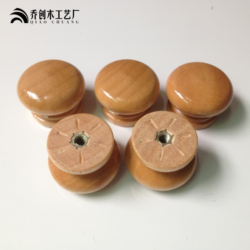 Solid wood furniture cabinet door circular single -hole small pull hand modern minimalist drawer cabinet wooden pull hand wardrobe wooden handle 3
